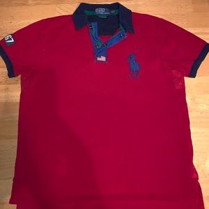 Polo Ralph Lauren USA Flag Big Pony Polo Shirt Red